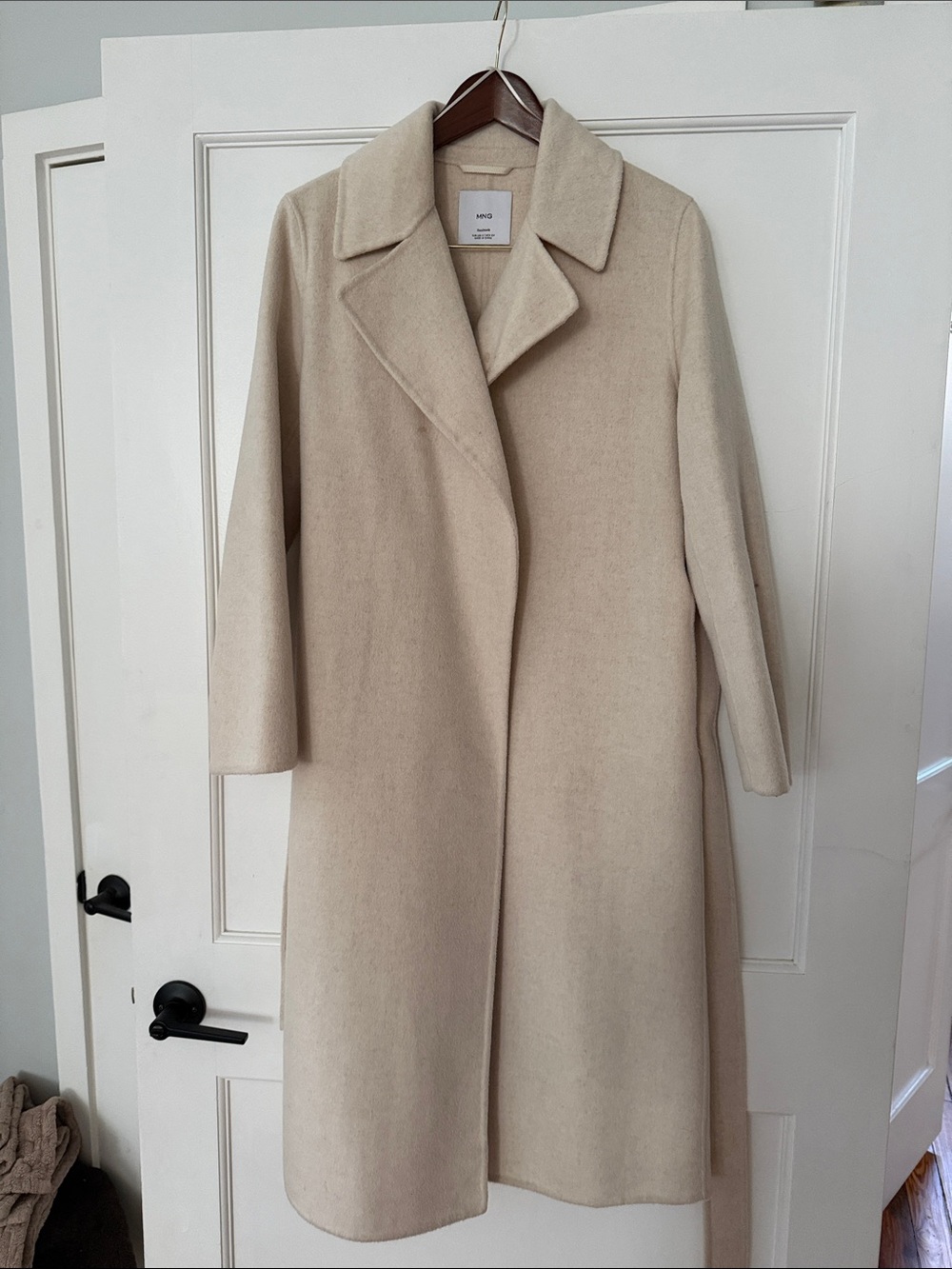 Mango Cream Single-Breasted Wool-Blend Trench Coat